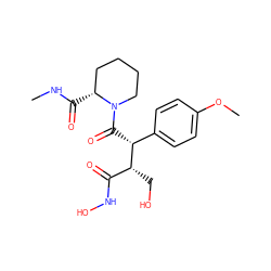 CNC(=O)[C@@H]1CCCCN1C(=O)[C@H](c1ccc(OC)cc1)[C@H](CO)C(=O)NO ZINC000034801932