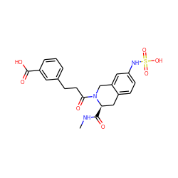 CNC(=O)[C@@H]1Cc2ccc(NS(=O)(=O)O)cc2CN1C(=O)CCc1cccc(C(=O)O)c1 ZINC000014952763