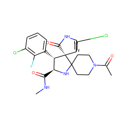 CNC(=O)[C@@H]1NC2(CCN(C(C)=O)CC2)[C@@]2(C(=O)Nc3cc(Cl)ccc32)[C@H]1c1cccc(Cl)c1F ZINC000169700250