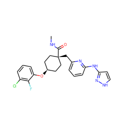 CNC(=O)[C@]1(Cc2cccc(Nc3cc[nH]n3)n2)CC[C@@H](Oc2cccc(Cl)c2F)CC1 ZINC001772651547