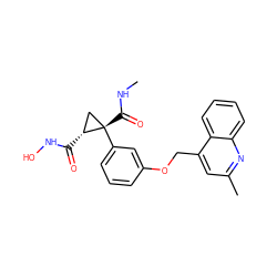 CNC(=O)[C@]1(c2cccc(OCc3cc(C)nc4ccccc34)c2)C[C@H]1C(=O)NO ZINC000029135023