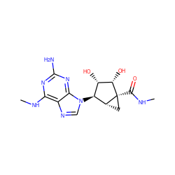 CNC(=O)[C@]12C[C@@H]1[C@@H](n1cnc3c(NC)nc(N)nc31)[C@H](O)[C@@H]2O ZINC000101034327