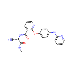 CNC(=O)[C@H](C#N)NC(=O)c1cccnc1Oc1ccc(Nc2ccccn2)cc1 ZINC000139348621