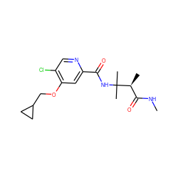 CNC(=O)[C@H](C)C(C)(C)NC(=O)c1cc(OCC2CC2)c(Cl)cn1 ZINC000149230064