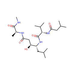 CNC(=O)[C@H](C)NC(=O)C[C@H](O)[C@@H](CC(C)C)NC(=O)[C@@H](NC(=O)CC(C)C)C(C)C ZINC000028012039