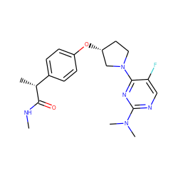 CNC(=O)[C@H](C)c1ccc(O[C@@H]2CCN(c3nc(N(C)C)ncc3F)C2)cc1 ZINC001772619856