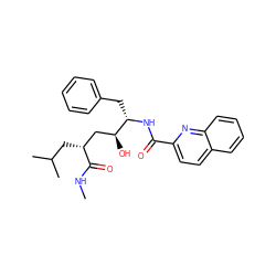 CNC(=O)[C@H](CC(C)C)C[C@H](O)[C@H](Cc1ccccc1)NC(=O)c1ccc2ccccc2n1 ZINC000026273310