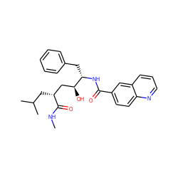 CNC(=O)[C@H](CC(C)C)C[C@H](O)[C@H](Cc1ccccc1)NC(=O)c1ccc2ncccc2c1 ZINC000026282152