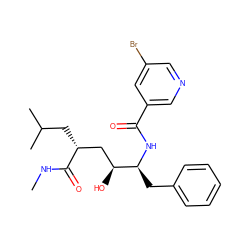 CNC(=O)[C@H](CC(C)C)C[C@H](O)[C@H](Cc1ccccc1)NC(=O)c1cncc(Br)c1 ZINC000026263595