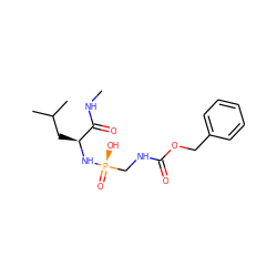 CNC(=O)[C@H](CC(C)C)N[P@](=O)(O)CNC(=O)OCc1ccccc1 ZINC000095557219