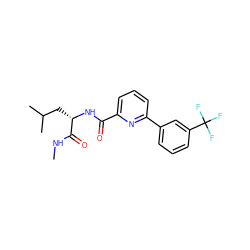 CNC(=O)[C@H](CC(C)C)NC(=O)c1cccc(-c2cccc(C(F)(F)F)c2)n1 ZINC000150249891