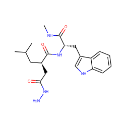 CNC(=O)[C@H](Cc1c[nH]c2ccccc12)NC(=O)[C@@H](CC(=O)NN)CC(C)C ZINC000013489856