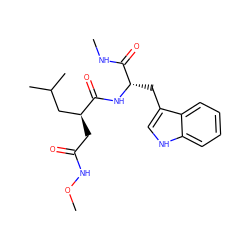 CNC(=O)[C@H](Cc1c[nH]c2ccccc12)NC(=O)[C@@H](CC(=O)NOC)CC(C)C ZINC000013776855