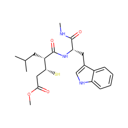 CNC(=O)[C@H](Cc1c[nH]c2ccccc12)NC(=O)[C@@H](CC(C)C)[C@H](S)CC(=O)OC ZINC000013731984