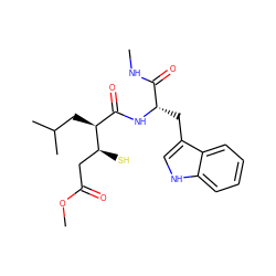 CNC(=O)[C@H](Cc1c[nH]c2ccccc12)NC(=O)[C@H](CC(C)C)[C@@H](S)CC(=O)OC ZINC000003798282