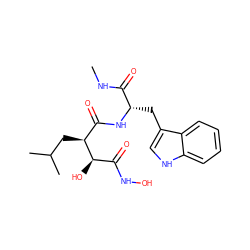 CNC(=O)[C@H](Cc1c[nH]c2ccccc12)NC(=O)[C@H](CC(C)C)[C@H](O)C(=O)NO ZINC000013776858