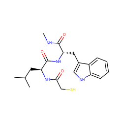 CNC(=O)[C@H](Cc1c[nH]c2ccccc12)NC(=O)[C@H](CC(C)C)NC(=O)CS ZINC000003812214