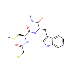 CNC(=O)[C@H](Cc1c[nH]c2ccccc12)NC(=O)[C@H](CSC)NC(=O)CS ZINC000027999781