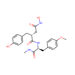CNC(=O)[C@H](Cc1ccc(OC)cc1)NC(=O)[C@@H](CC(=O)NO)Cc1ccc(O)cc1 ZINC000013864277