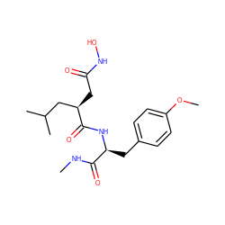 CNC(=O)[C@H](Cc1ccc(OC)cc1)NC(=O)[C@H](CC(=O)NO)CC(C)C ZINC000003873591