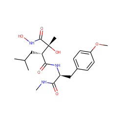 CNC(=O)[C@H](Cc1ccc(OC)cc1)NC(=O)[C@H](CC(C)C)[C@@](C)(O)C(=O)NO ZINC000003821309