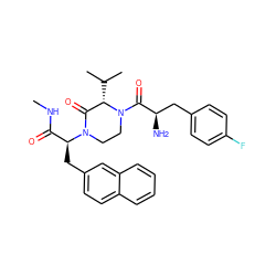 CNC(=O)[C@H](Cc1ccc2ccccc2c1)N1CCN(C(=O)[C@H](N)Cc2ccc(F)cc2)[C@@H](C(C)C)C1=O ZINC000095615315