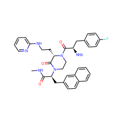 CNC(=O)[C@H](Cc1ccc2ccccc2c1)N1CCN(C(=O)[C@H](N)Cc2ccc(F)cc2)[C@@H](CCNc2ccccn2)C1=O ZINC000084597563