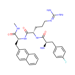 CNC(=O)[C@H](Cc1ccc2ccccc2c1)NC(=O)[C@H](CCCN=C(N)N)NC(=O)[C@H](N)Cc1ccc(F)cc1 ZINC000036285544