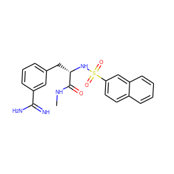 CNC(=O)[C@H](Cc1cccc(C(=N)N)c1)NS(=O)(=O)c1ccc2ccccc2c1 ZINC000008376841