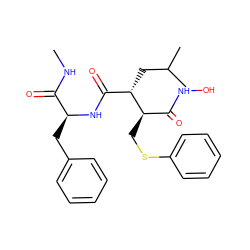 CNC(=O)[C@H](Cc1ccccc1)NC(=O)[C@H](CC(C)C)[C@H](CSc1ccccc1)C(=O)NO ZINC000003805534