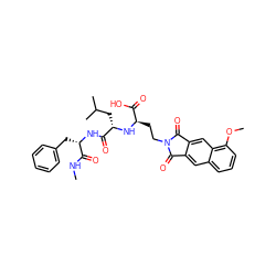 CNC(=O)[C@H](Cc1ccccc1)NC(=O)[C@H](CC(C)C)N[C@H](CCN1C(=O)c2cc3cccc(OC)c3cc2C1=O)C(=O)O ZINC000027732648