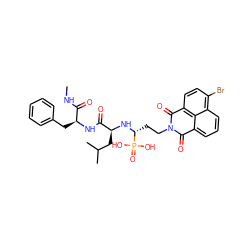 CNC(=O)[C@H](Cc1ccccc1)NC(=O)[C@H](CC(C)C)N[C@H](CCN1C(=O)c2cccc3c(Br)ccc(c23)C1=O)P(=O)(O)O ZINC000003930585