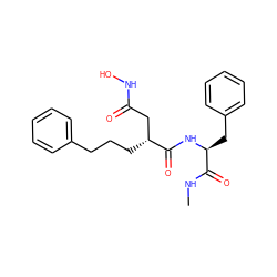 CNC(=O)[C@H](Cc1ccccc1)NC(=O)[C@H](CCCc1ccccc1)CC(=O)NO ZINC000026154493