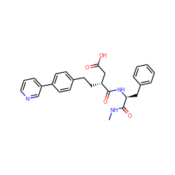 CNC(=O)[C@H](Cc1ccccc1)NC(=O)[C@H](CCc1ccc(-c2cccnc2)cc1)CC(=O)O ZINC000103299543