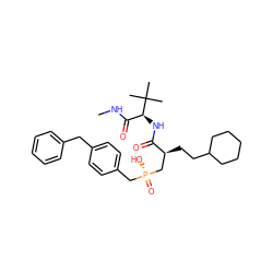 CNC(=O)[C@H](NC(=O)[C@@H](CCC1CCCCC1)C[P@](=O)(O)Cc1ccc(Cc2ccccc2)cc1)C(C)(C)C ZINC000028761275