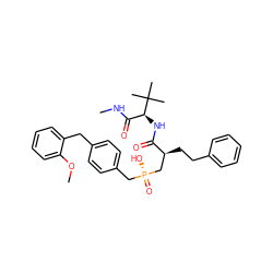 CNC(=O)[C@H](NC(=O)[C@@H](CCc1ccccc1)C[P@](=O)(O)Cc1ccc(Cc2ccccc2OC)cc1)C(C)(C)C ZINC000210530465
