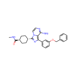 CNC(=O)[C@H]1CC[C@H](c2nc(-c3cccc(OCc4ccccc4)c3)c3c(N)nccn32)CC1 ZINC000261166311