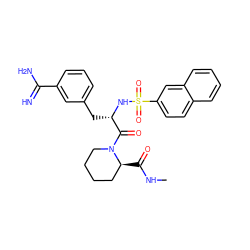CNC(=O)[C@H]1CCCCN1C(=O)[C@H](Cc1cccc(C(=N)N)c1)NS(=O)(=O)c1ccc2ccccc2c1 ZINC000013782871