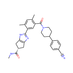 CNC(=O)[C@H]1Cc2nc(-c3cc(C(=O)N4CCC(c5ccc(C#N)cc5)CC4)c(C)cc3C)[nH]c2C1 ZINC000203757817