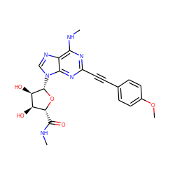 CNC(=O)[C@H]1O[C@@H](n2cnc3c(NC)nc(C#Cc4ccc(OC)cc4)nc32)[C@H](O)[C@@H]1O ZINC000045284065