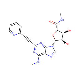 CNC(=O)[C@H]1O[C@@H](n2cnc3c(NC)nc(C#Cc4ccccn4)nc32)[C@H](O)[C@@H]1O ZINC000045288961