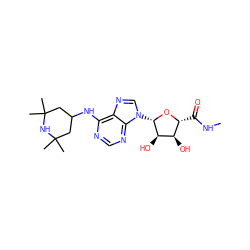 CNC(=O)[C@H]1O[C@@H](n2cnc3c(NC4CC(C)(C)NC(C)(C)C4)ncnc32)[C@H](O)[C@@H]1O ZINC000049793115