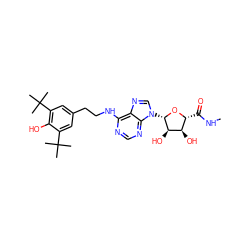 CNC(=O)[C@H]1O[C@@H](n2cnc3c(NCCc4cc(C(C)(C)C)c(O)c(C(C)(C)C)c4)ncnc32)[C@H](O)[C@@H]1O ZINC000049802605