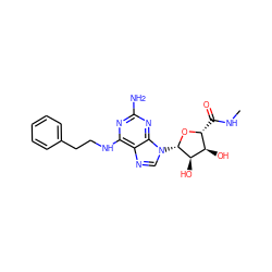 CNC(=O)[C@H]1O[C@@H](n2cnc3c(NCCc4ccccc4)nc(N)nc32)[C@H](O)[C@@H]1O ZINC000103298671