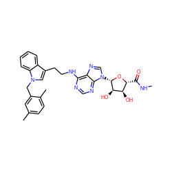 CNC(=O)[C@H]1O[C@@H](n2cnc3c(NCCc4cn(Cc5cc(C)ccc5C)c5ccccc45)ncnc32)[C@H](O)[C@@H]1O ZINC000012405769