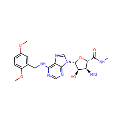 CNC(=O)[C@H]1O[C@@H](n2cnc3c(NCc4cc(OC)ccc4OC)ncnc32)[C@H](O)[C@@H]1N ZINC000034241802