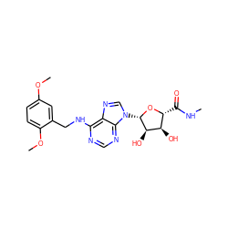 CNC(=O)[C@H]1O[C@@H](n2cnc3c(NCc4cc(OC)ccc4OC)ncnc32)[C@H](O)[C@@H]1O ZINC000034800763