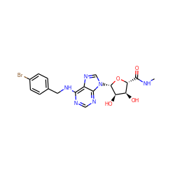 CNC(=O)[C@H]1O[C@@H](n2cnc3c(NCc4ccc(Br)cc4)ncnc32)[C@H](O)[C@@H]1O ZINC000012405567