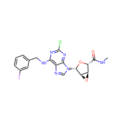 CNC(=O)[C@H]1O[C@@H](n2cnc3c(NCc4cccc(I)c4)nc(Cl)nc32)[C@@H]2O[C@H]12 ZINC000027518028