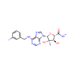 CNC(=O)[C@H]1O[C@@H](n2cnc3c(NCc4cccc(I)c4)ncnc32)[C@](C)(O)[C@@H]1O ZINC000028522927